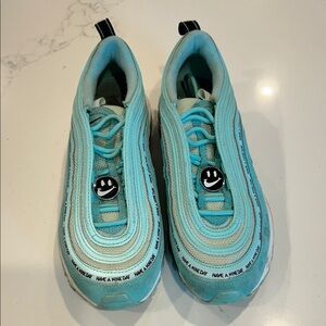 Nike Kids Teal Sneakers with Smile Design
